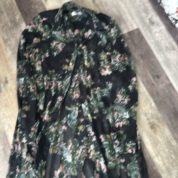 Zara Long Printed Floral Shirt size M - Picture 2 of 3